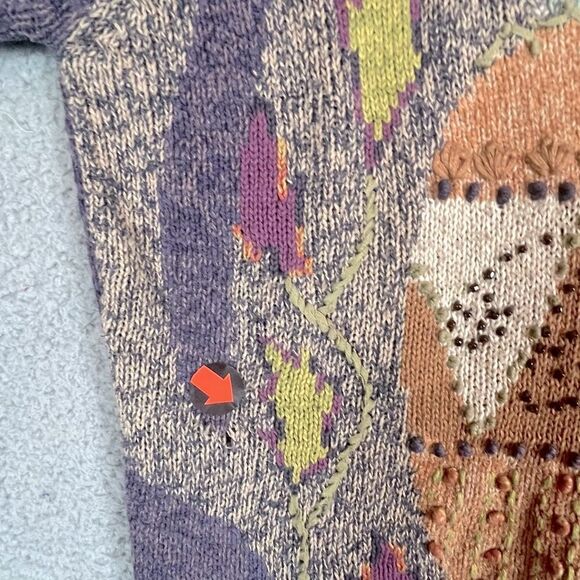 SIGRID OLSEN WOMENS CARDIGAN PURPLE GREEN SIZE L - Picture 5 of 10